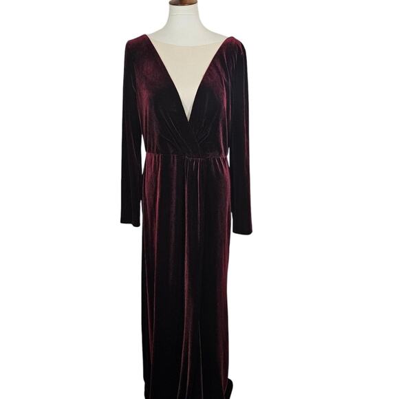 Anthropologie's Jenny Yoo Collection Burgundy Velvet Gown - Picture 5 of 12
